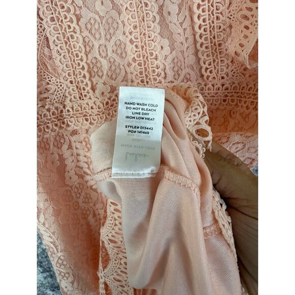 Lulus Dress Womens L Pink Embroidered Crochet Keyhole Ruffles Shift Cottage - Picture 5 of 11